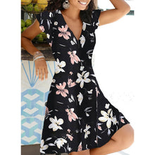Load image into Gallery viewer, 2021 Spring Summer Vintage Party Dress V Neck Elegant Sexy Dress Boho Beach Female Floral Print Dresses For Women Clothes