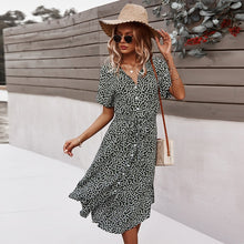 Load image into Gallery viewer, Beach Boho Summer Dress Shirt 2021 Floral Vintage High Waist Dresses Women Casual Loose Single-Breasted Midi Slim Elegant Robe