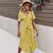 Load image into Gallery viewer, Beach Boho Summer Dress Shirt 2021 Floral Vintage High Waist Dresses Women Casual Loose Single-Breasted Midi Slim Elegant Robe