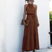Load image into Gallery viewer, Summer Elegant beach Women Dress 2020 long Print Flowers Polka-dot strap Ladies Halter boho Dress Vintage party ladies Dress
