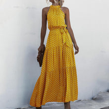 Load image into Gallery viewer, Summer Elegant beach Women Dress 2020 long Print Flowers Polka-dot strap Ladies Halter boho Dress Vintage party ladies Dress