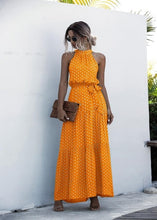 Load image into Gallery viewer, Summer Elegant beach Women Dress 2020 long Print Flowers Polka-dot strap Ladies Halter boho Dress Vintage party ladies Dress