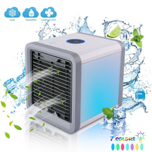 Load image into Gallery viewer, Portable Air Cooler Fan Mini USB Air Conditioner 7 Colors Light Desktop Air Cooling Fan Humidifier Purifier For Office Bedroom