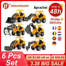 Load image into Gallery viewer, 6 Pcs/Set Vehicle Truck Car Model Plastic Diecast Construction Bulldozer Engineering Model Toy Cars for Kids Children Boys Gift