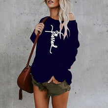 Load image into Gallery viewer, Letter Sexy Off Shoulder Tops Spring Summer Women Casual Y2k Dill Top Long Sleeve Loose T Shirts Female Pullover Camisetas Mujer