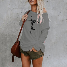 Load image into Gallery viewer, Letter Sexy Off Shoulder Tops Spring Summer Women Casual Y2k Dill Top Long Sleeve Loose T Shirts Female Pullover Camisetas Mujer