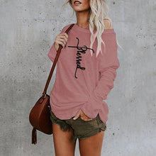Load image into Gallery viewer, Letter Sexy Off Shoulder Tops Spring Summer Women Casual Y2k Dill Top Long Sleeve Loose T Shirts Female Pullover Camisetas Mujer