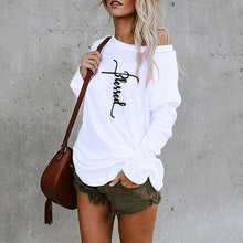 Load image into Gallery viewer, Letter Sexy Off Shoulder Tops Spring Summer Women Casual Y2k Dill Top Long Sleeve Loose T Shirts Female Pullover Camisetas Mujer