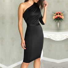 Load image into Gallery viewer, 2021 New Sexy One Shoulder Bodycon Party Dresses Elegant Women Casual Midi Sheath Slim Bodycon Dress Package Hip Midi Dress