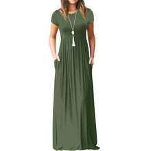 Load image into Gallery viewer, 2021 Elegant Long Summer Dress Women Short Sleeve Maxi Dress Ladies Party Casual Dresses Female Robe Femme Green Red XXL
