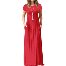 Load image into Gallery viewer, 2021 Elegant Long Summer Dress Women Short Sleeve Maxi Dress Ladies Party Casual Dresses Female Robe Femme Green Red XXL