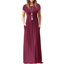 Load image into Gallery viewer, 2021 Elegant Long Summer Dress Women Short Sleeve Maxi Dress Ladies Party Casual Dresses Female Robe Femme Green Red XXL