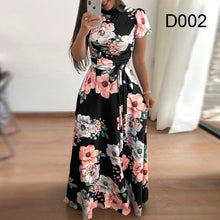Load image into Gallery viewer, Flower Print Long Sleeve Maxi Dress Spring Autumn Casual Slim Sashes Long Dress Women Elegant Robe Party Dresses Plus Size S-5XL