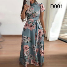 Load image into Gallery viewer, Flower Print Long Sleeve Maxi Dress Spring Autumn Casual Slim Sashes Long Dress Women Elegant Robe Party Dresses Plus Size S-5XL