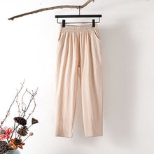 Load image into Gallery viewer, Cotton Linen Pants Women Spring Summer Large Size Solid Color Harem Pants Elastic Waist Loose Casual Woman's Linen Trousers