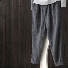 Load image into Gallery viewer, Cotton Linen Pants Women Spring Summer Large Size Solid Color Harem Pants Elastic Waist Loose Casual Woman's Linen Trousers