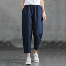 Load image into Gallery viewer, Cotton Linen Pants Women Spring Summer Large Size Solid Color Harem Pants Elastic Waist Loose Casual Woman's Linen Trousers