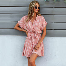 Load image into Gallery viewer, GXDS Dresses Office Lady Boho Dot Pattern Women Clothing Black Viscose Bow-Knot Outfits Loose Soft Casual Dress 2021 Wholesale