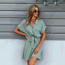 Load image into Gallery viewer, GXDS Dresses Office Lady Boho Dot Pattern Women Clothing Black Viscose Bow-Knot Outfits Loose Soft Casual Dress 2021 Wholesale