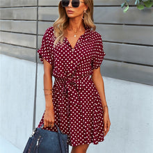 Load image into Gallery viewer, GXDS Dresses Office Lady Boho Dot Pattern Women Clothing Black Viscose Bow-Knot Outfits Loose Soft Casual Dress 2021 Wholesale