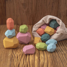 Load image into Gallery viewer, Baby Toy Wooden Jenga Building Block Colored Stone Creative Educational Toys Nordic Style Stacking Game Rainbow Stone Wooden Toy