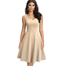 Load image into Gallery viewer, Nice-forever 2021 New Summer Solid Color Retro Sun Dresses Party Flare Swing Women Dress A246