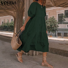 Load image into Gallery viewer, Summer Dress Elegant Party Mid-Calf Dress 2021 VONDA Women'Summer Sundress Bohemian Beach Sundress Casual Vestido Plus Size