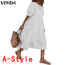 Load image into Gallery viewer, Summer Dress Elegant Party Mid-Calf Dress 2021 VONDA Women'Summer Sundress Bohemian Beach Sundress Casual Vestido Plus Size