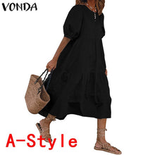 Load image into Gallery viewer, Summer Dress Elegant Party Mid-Calf Dress 2021 VONDA Women'Summer Sundress Bohemian Beach Sundress Casual Vestido Plus Size