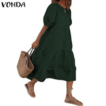 Load image into Gallery viewer, Summer Dress Elegant Party Mid-Calf Dress 2021 VONDA Women'Summer Sundress Bohemian Beach Sundress Casual Vestido Plus Size