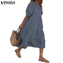 Load image into Gallery viewer, Summer Dress Elegant Party Mid-Calf Dress 2021 VONDA Women'Summer Sundress Bohemian Beach Sundress Casual Vestido Plus Size