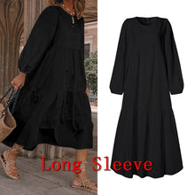 Load image into Gallery viewer, Summer Dress Elegant Party Mid-Calf Dress 2021 VONDA Women'Summer Sundress Bohemian Beach Sundress Casual Vestido Plus Size