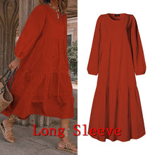 Load image into Gallery viewer, Summer Dress Elegant Party Mid-Calf Dress 2021 VONDA Women'Summer Sundress Bohemian Beach Sundress Casual Vestido Plus Size