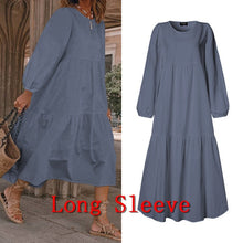 Load image into Gallery viewer, Summer Dress Elegant Party Mid-Calf Dress 2021 VONDA Women'Summer Sundress Bohemian Beach Sundress Casual Vestido Plus Size