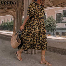 Load image into Gallery viewer, Summer Dress Elegant Party Mid-Calf Dress 2021 VONDA Women'Summer Sundress Bohemian Beach Sundress Casual Vestido Plus Size