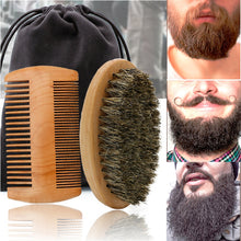 Load image into Gallery viewer, High Quality Soft Boar Bristle Wood Beard Brush and comb Kit With Gift Bag