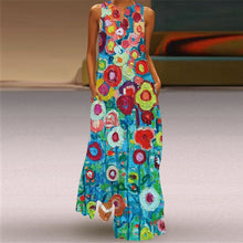Load image into Gallery viewer, Casual Women's Summer Print Sleeveless Pocket Loose Dress 2021 Retro Plus Size Floral Maxi Dress V-Neck Sexy Female Long Dresses