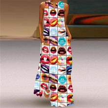Load image into Gallery viewer, Casual Women's Summer Print Sleeveless Pocket Loose Dress 2021 Retro Plus Size Floral Maxi Dress V-Neck Sexy Female Long Dresses