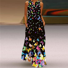 Load image into Gallery viewer, Casual Women's Summer Print Sleeveless Pocket Loose Dress 2021 Retro Plus Size Floral Maxi Dress V-Neck Sexy Female Long Dresses