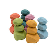 Load image into Gallery viewer, Baby Toy Wooden Jenga Building Block Colored Stone Creative Educational Toys Nordic Style Stacking Game Rainbow Stone Wooden Toy