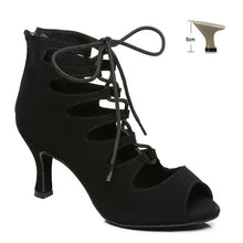 Load image into Gallery viewer, DKZSYIM Women Lace-UP Latin Dance Shoes High Heels Ballroom Tango Dancing Boots Open Toes Soft Soles Party/Casual Dance Shoes