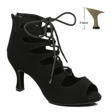 Load image into Gallery viewer, DKZSYIM Women Lace-UP Latin Dance Shoes High Heels Ballroom Tango Dancing Boots Open Toes Soft Soles Party/Casual Dance Shoes