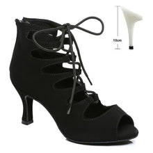 Load image into Gallery viewer, DKZSYIM Women Lace-UP Latin Dance Shoes High Heels Ballroom Tango Dancing Boots Open Toes Soft Soles Party/Casual Dance Shoes