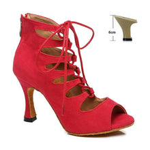 Load image into Gallery viewer, DKZSYIM Women Lace-UP Latin Dance Shoes High Heels Ballroom Tango Dancing Boots Open Toes Soft Soles Party/Casual Dance Shoes