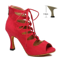 Load image into Gallery viewer, DKZSYIM Women Lace-UP Latin Dance Shoes High Heels Ballroom Tango Dancing Boots Open Toes Soft Soles Party/Casual Dance Shoes