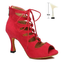 Load image into Gallery viewer, DKZSYIM Women Lace-UP Latin Dance Shoes High Heels Ballroom Tango Dancing Boots Open Toes Soft Soles Party/Casual Dance Shoes