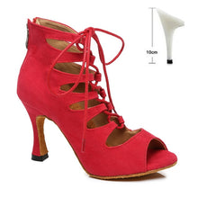 Load image into Gallery viewer, DKZSYIM Women Lace-UP Latin Dance Shoes High Heels Ballroom Tango Dancing Boots Open Toes Soft Soles Party/Casual Dance Shoes