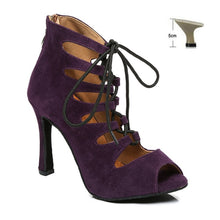 Load image into Gallery viewer, DKZSYIM Women Lace-UP Latin Dance Shoes High Heels Ballroom Tango Dancing Boots Open Toes Soft Soles Party/Casual Dance Shoes