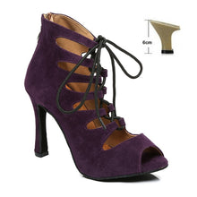 Load image into Gallery viewer, DKZSYIM Women Lace-UP Latin Dance Shoes High Heels Ballroom Tango Dancing Boots Open Toes Soft Soles Party/Casual Dance Shoes