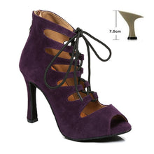 Load image into Gallery viewer, DKZSYIM Women Lace-UP Latin Dance Shoes High Heels Ballroom Tango Dancing Boots Open Toes Soft Soles Party/Casual Dance Shoes